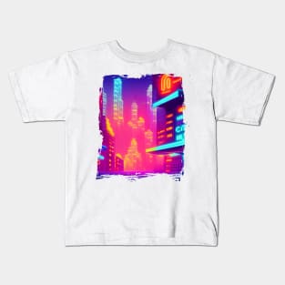 Cool Japanese Neon City Kids T-Shirt